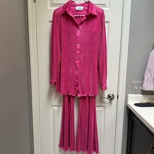 Sleeper 	Origami Pajama Set with Pants in Hot Pink - Size S